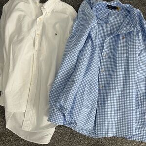 White and Blue Gingham Button-Down Shirts